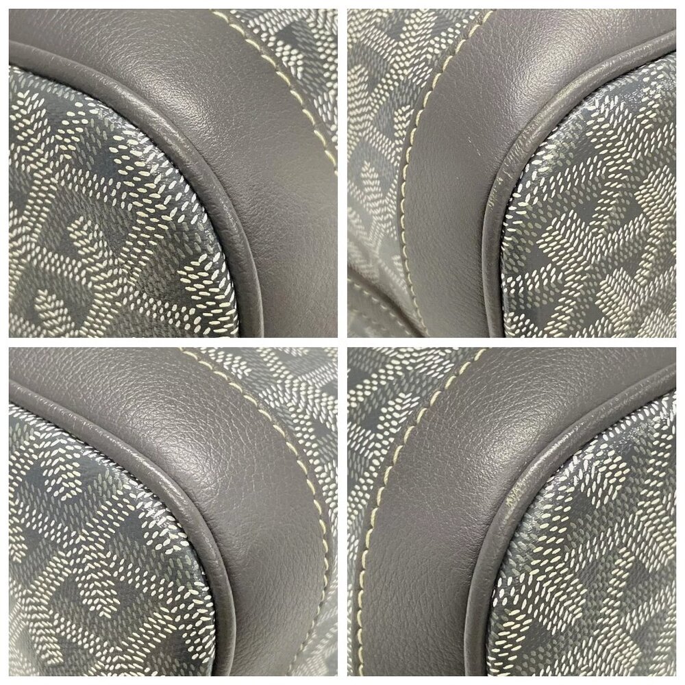 GOYARD Petit Flot Bucket Bag Gray Coated Canvas Leather Shoulder Bag 2338-101424 - Picture 6 of 14